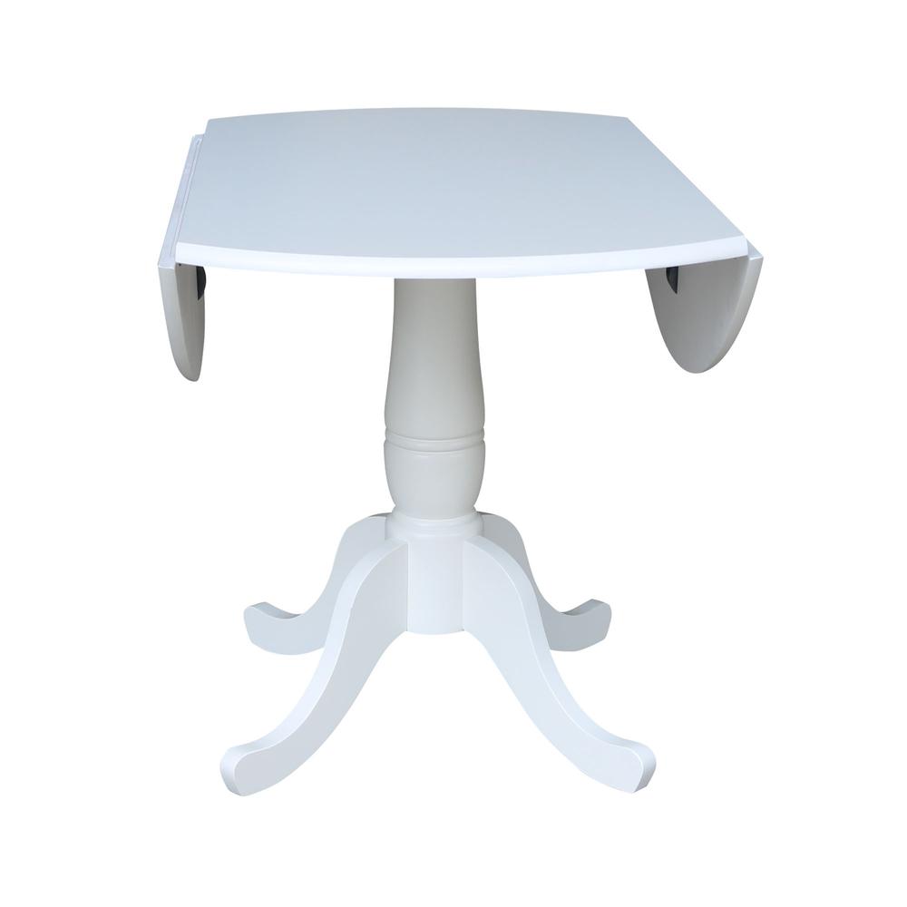 42 In Round dual drop Leaf Pedestal Table - 29.5 "H, White. Picture 9