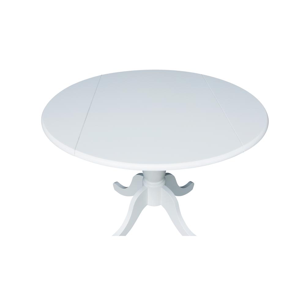 42 In Round dual drop Leaf Pedestal Table - 29.5 "H, White. Picture 10