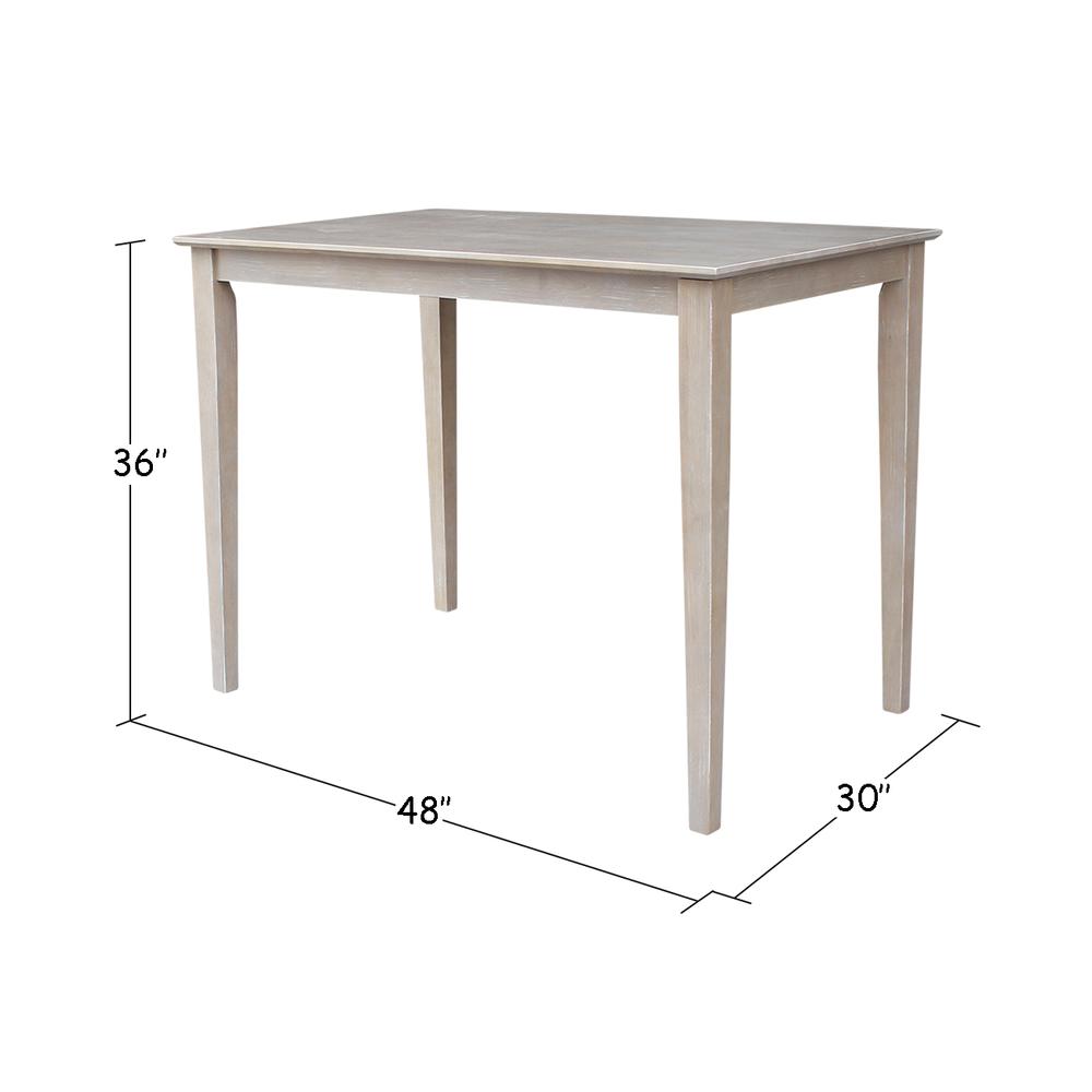 Solid Wood Top Table - Counter Height, Washed Gray Taupe. Picture 1