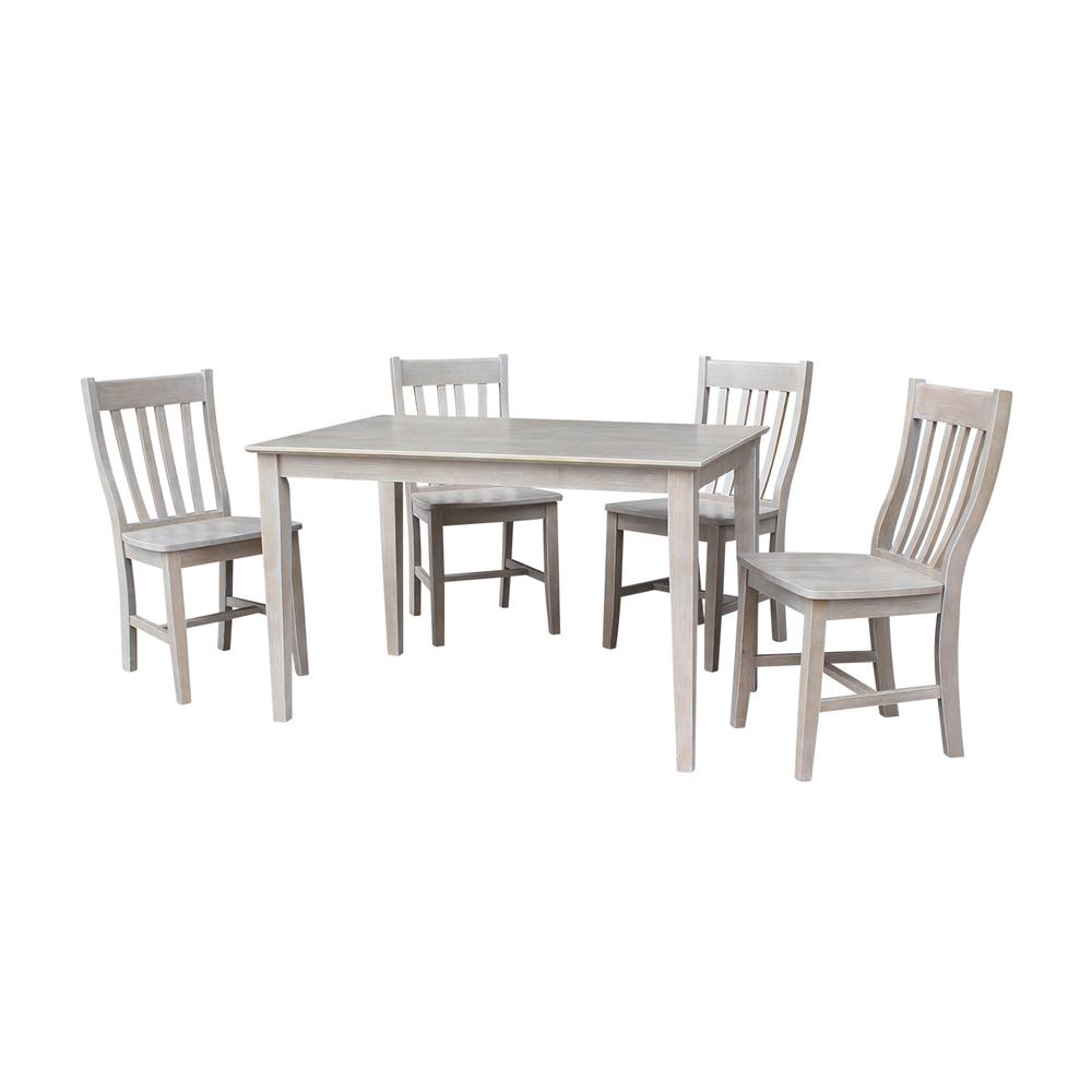 30X48 Dining Table With 4 Cafe Chairs, Washed Gray Taupe. Picture 1