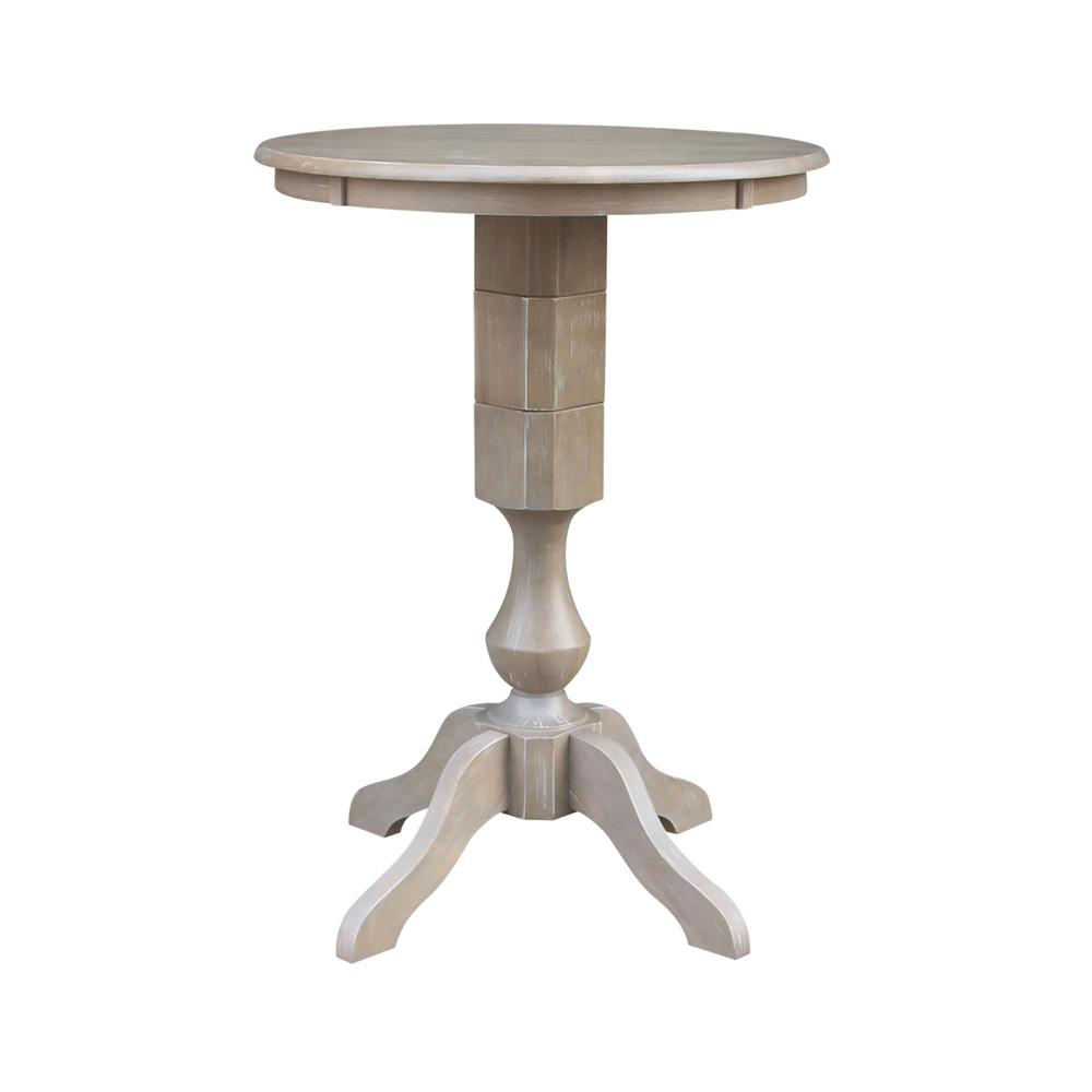 30" Round Top Pedestal Table - 28.9"H, Washed Gray Taupe. Picture 21