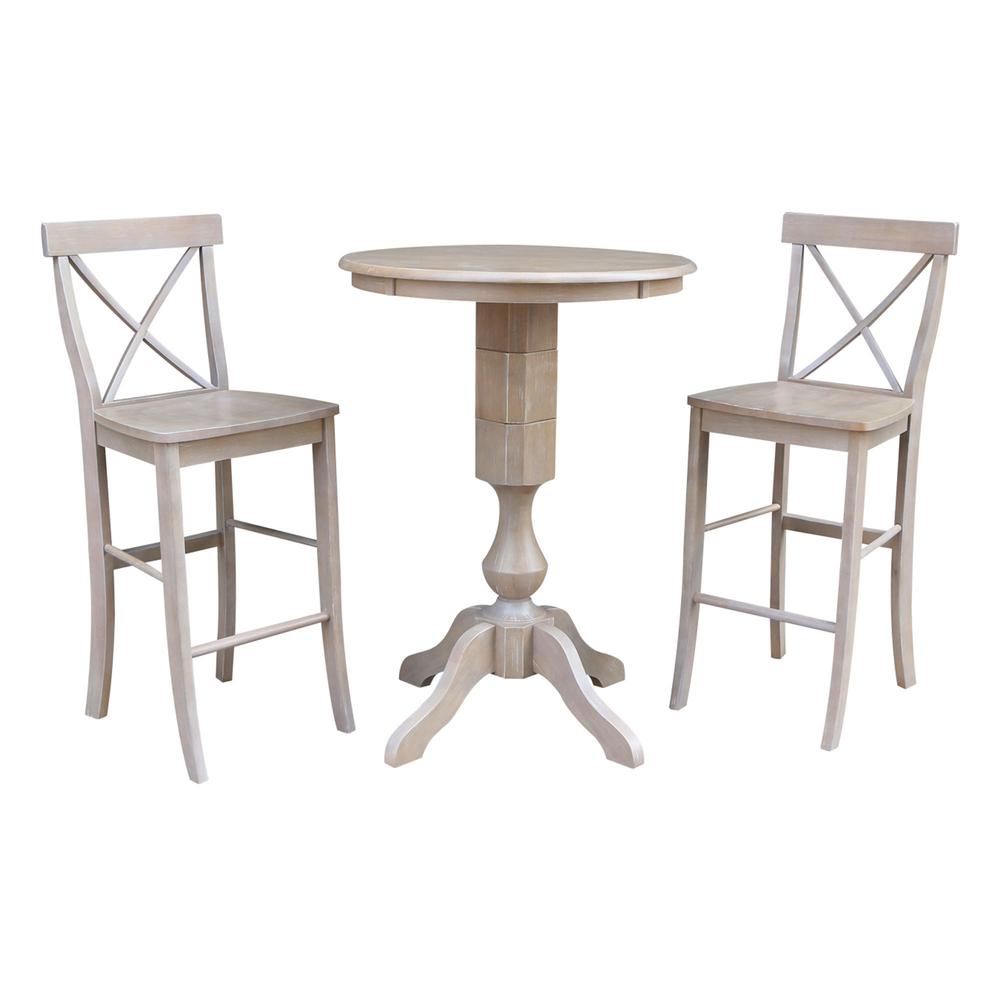 30" Round Top Pedestal Table - 28.9"H, Washed Gray Taupe. Picture 20