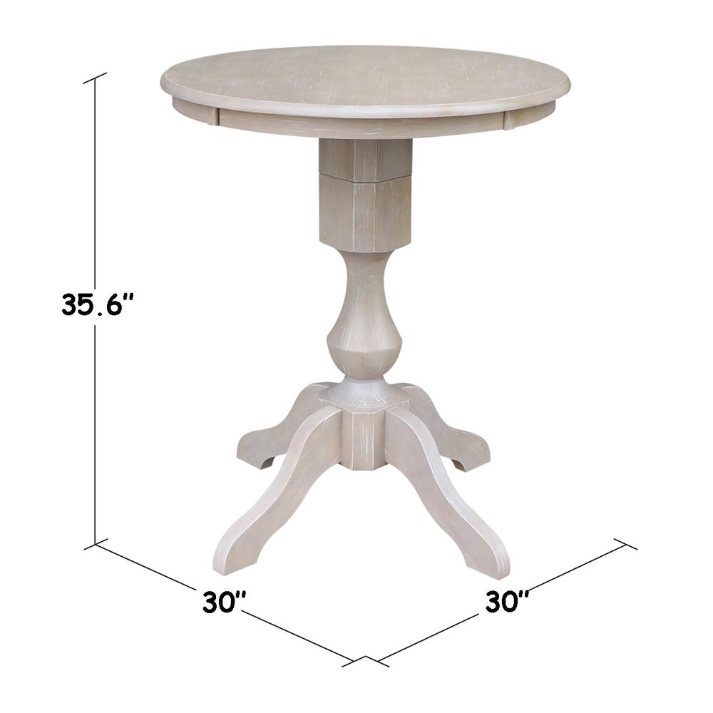 30" Round Top Pedestal Table - 28.9"H, Washed Gray Taupe. Picture 13