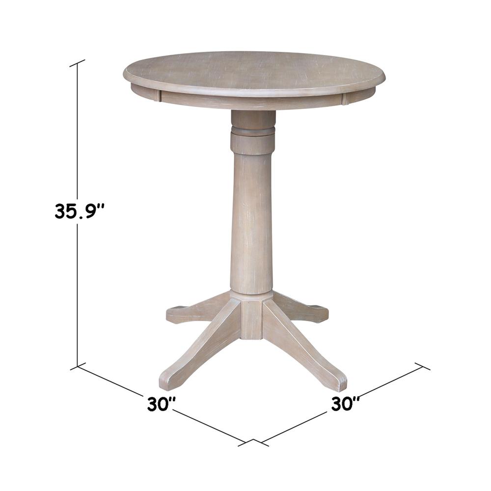30" Round Pedestal Gathering Height Table With 2 San Remo Counter Height Stools. Picture 4