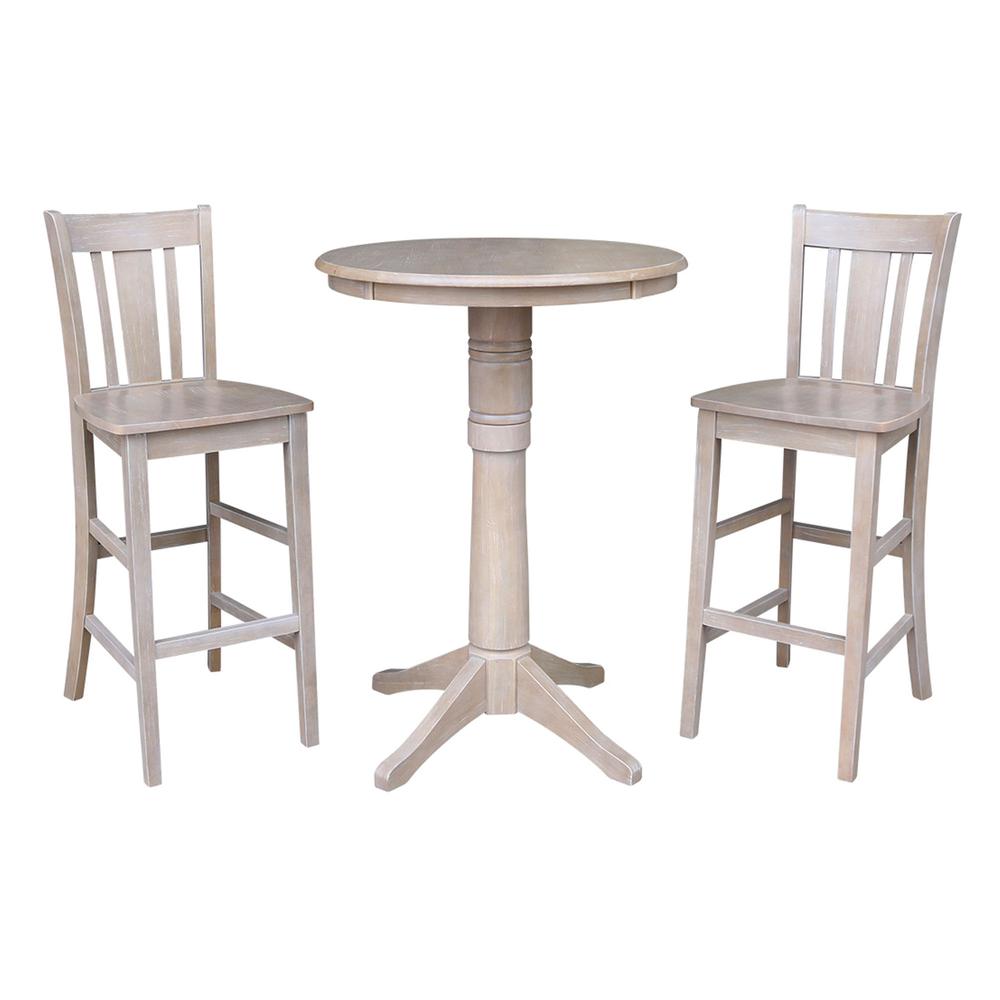 30" Round Top Pedestal Table - 28.9"H, Washed Gray Taupe. Picture 35