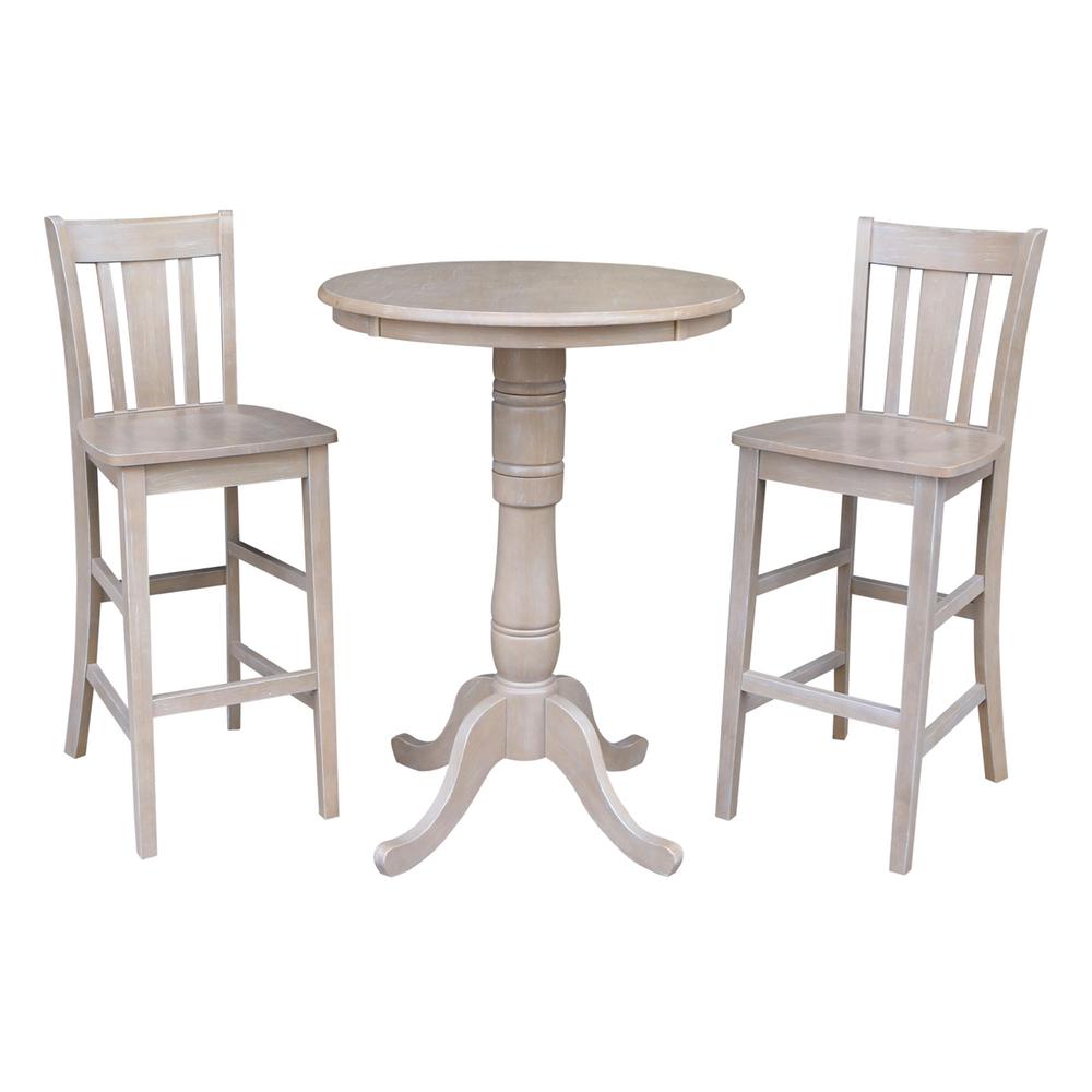 30" Round Top Pedestal Table - 28.9"H, Washed Gray Taupe. Picture 47