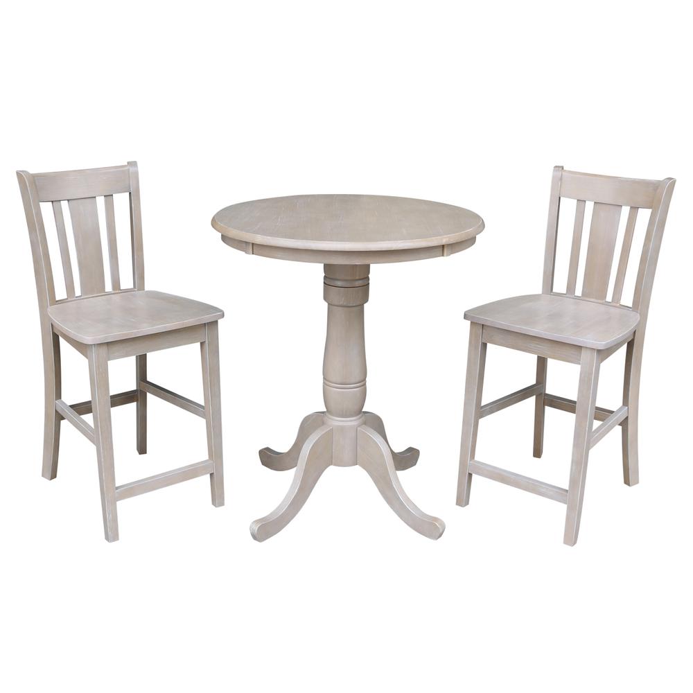 30" Round Top Pedestal Table - 28.9"H, Washed Gray Taupe. Picture 50