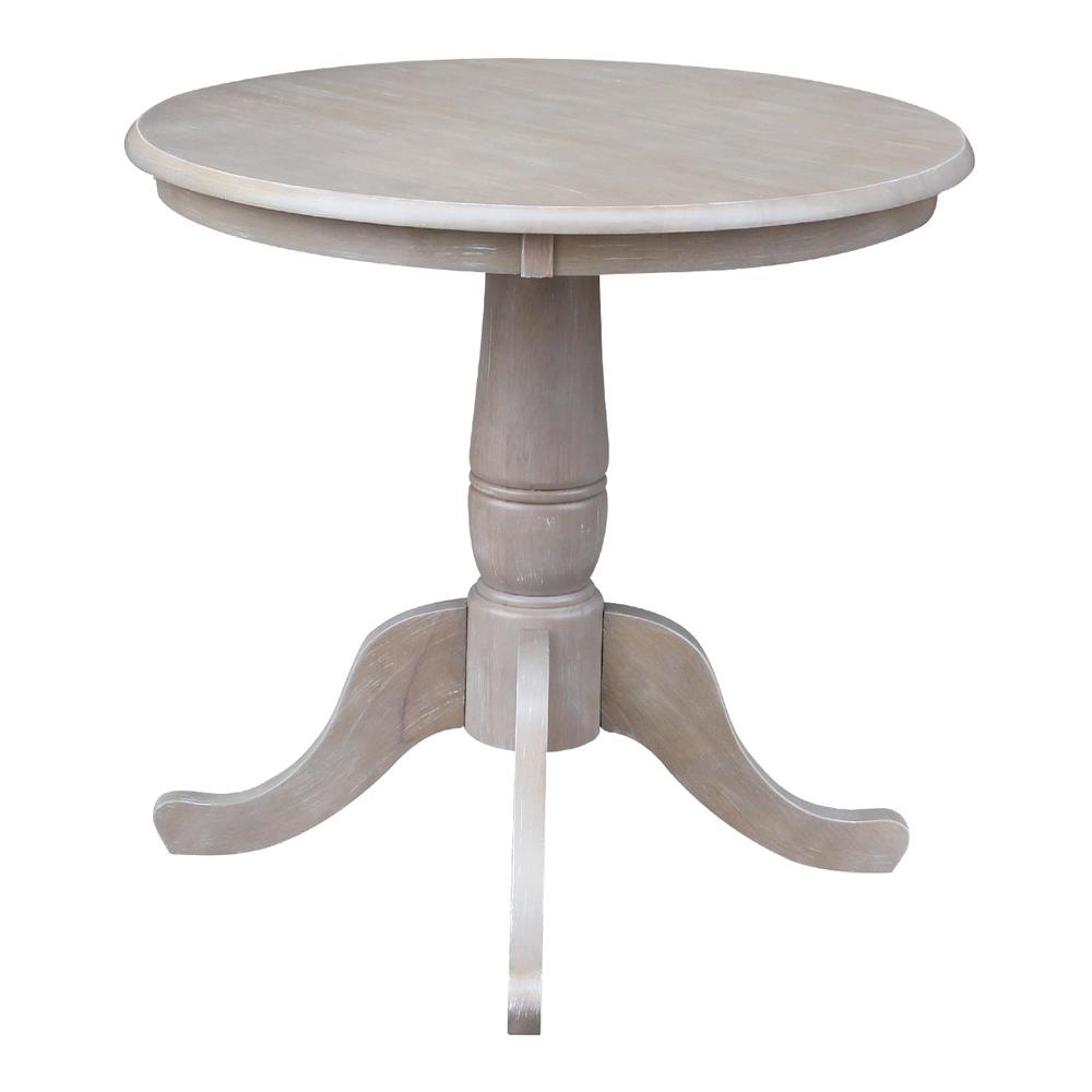 30" Round Top Pedestal Table - 28.9"H, Washed Gray Taupe. Picture 3