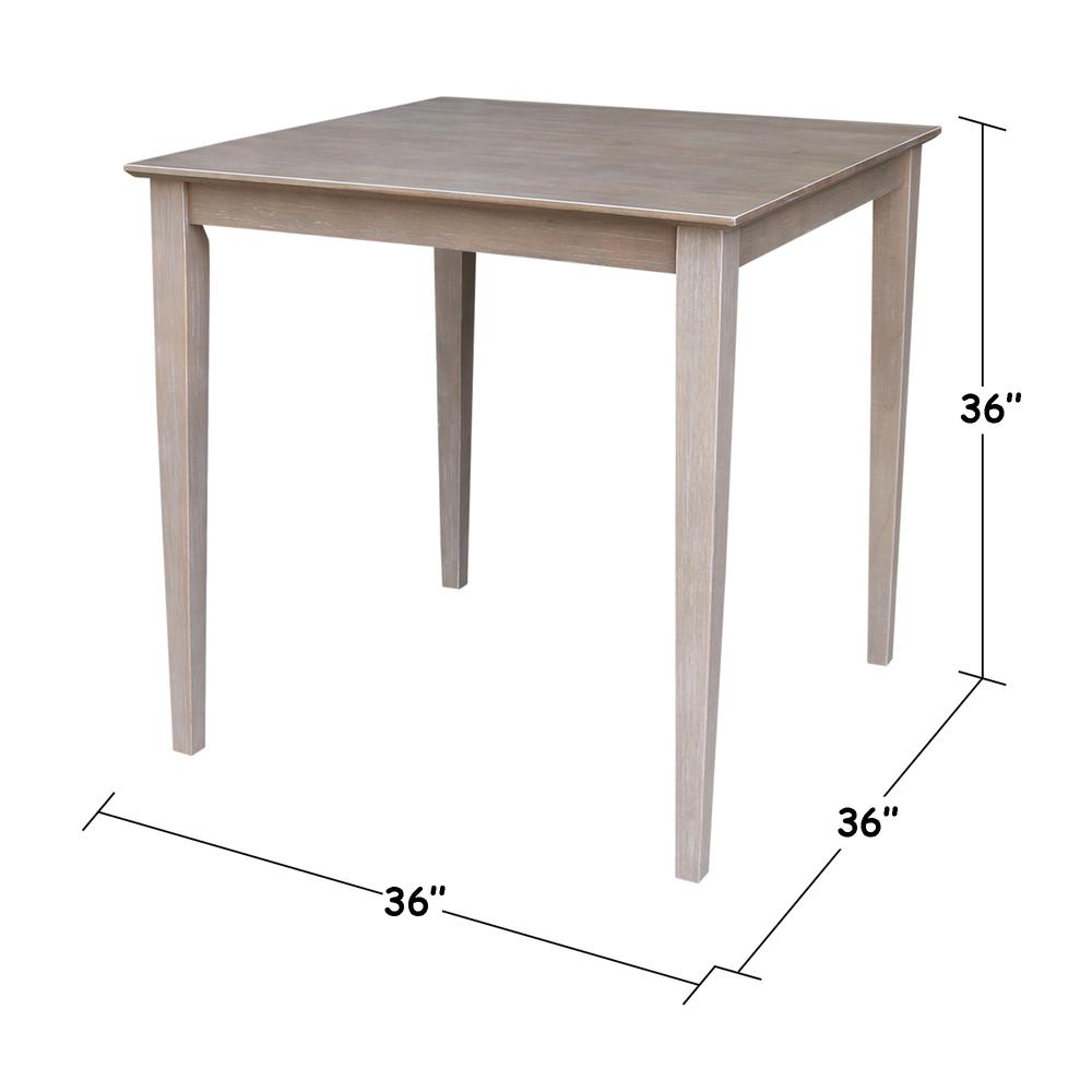 Solid Wood Top Table - Counter Height, Washed Gray Taupe. Picture 1