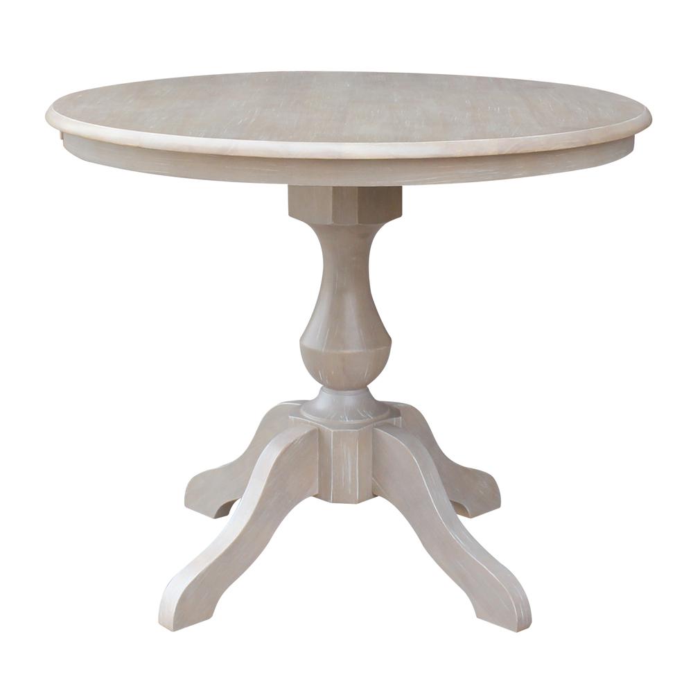 36" Round Top Pedestal Table - 28.9"H, Washed Gray Taupe. Picture 7