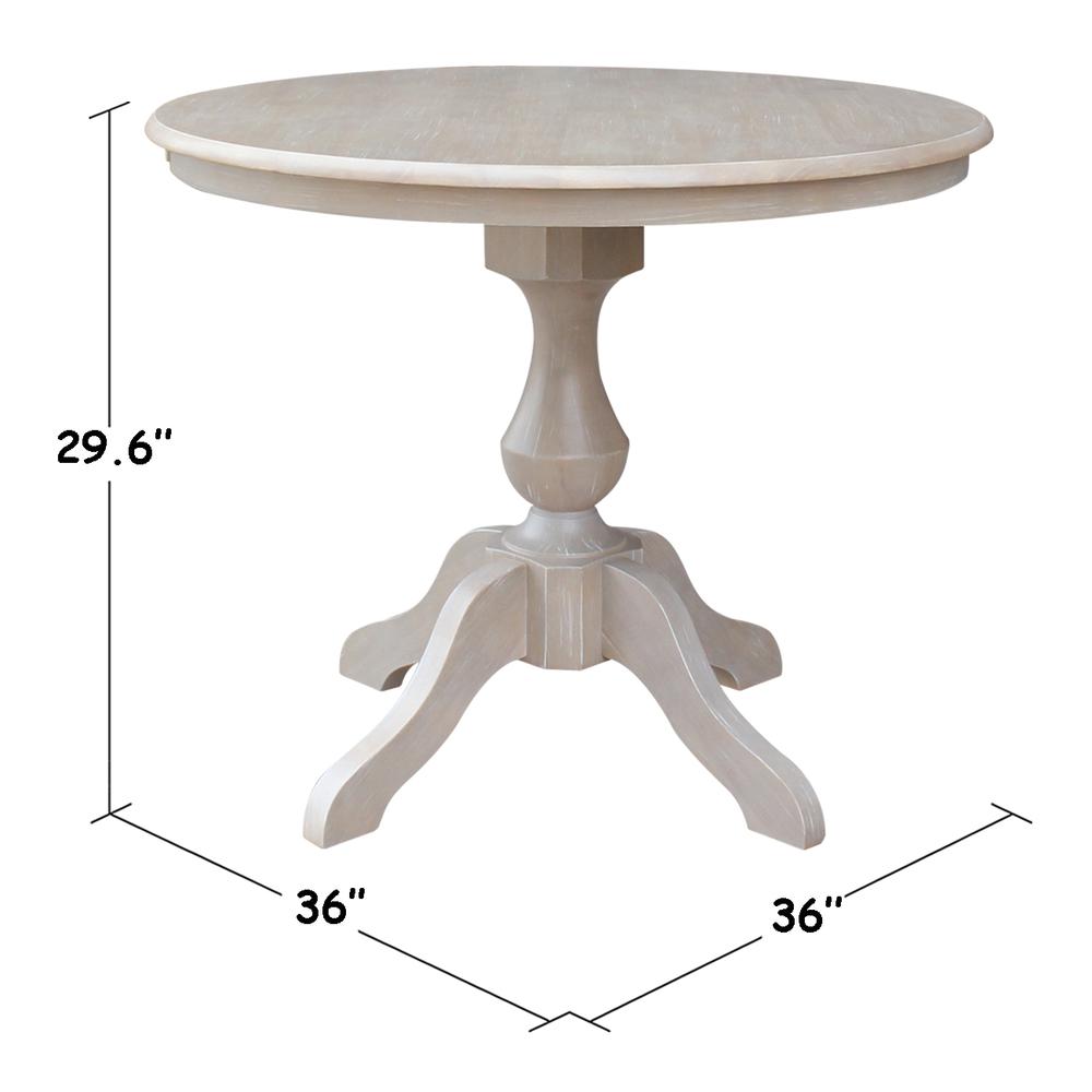 36" Round Top Pedestal Table - 28.9"H, Washed Gray Taupe. Picture 4