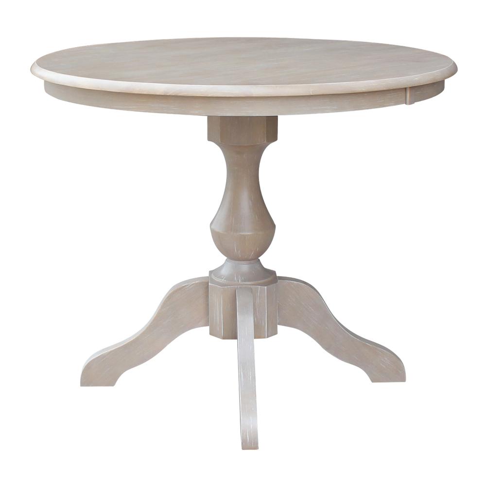 36" Round Top Pedestal Table - 28.9"H, Washed Gray Taupe. Picture 5
