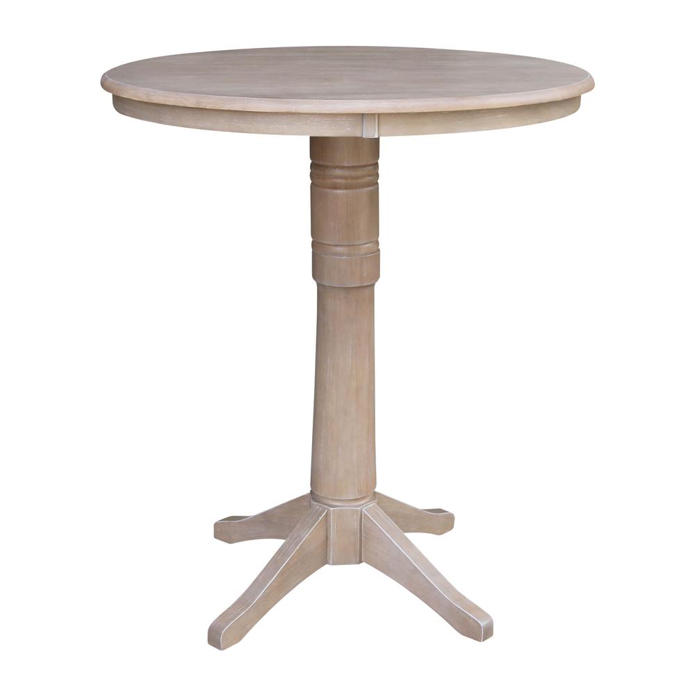 36" Round Top Pedestal Table - 28.9"H, Washed Gray Taupe. Picture 28