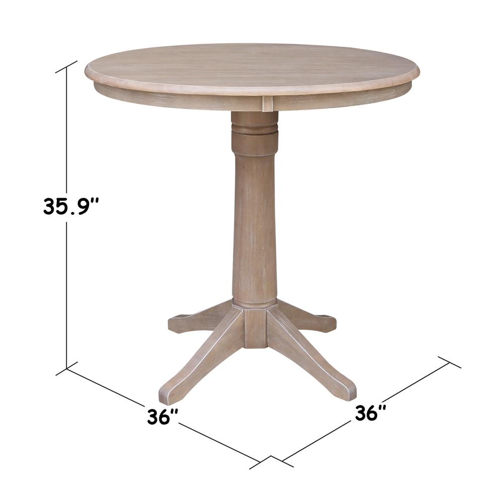 36" Round Pedestal Gathering Height Table With 2 San Remo Counter Height Stools. Picture 3