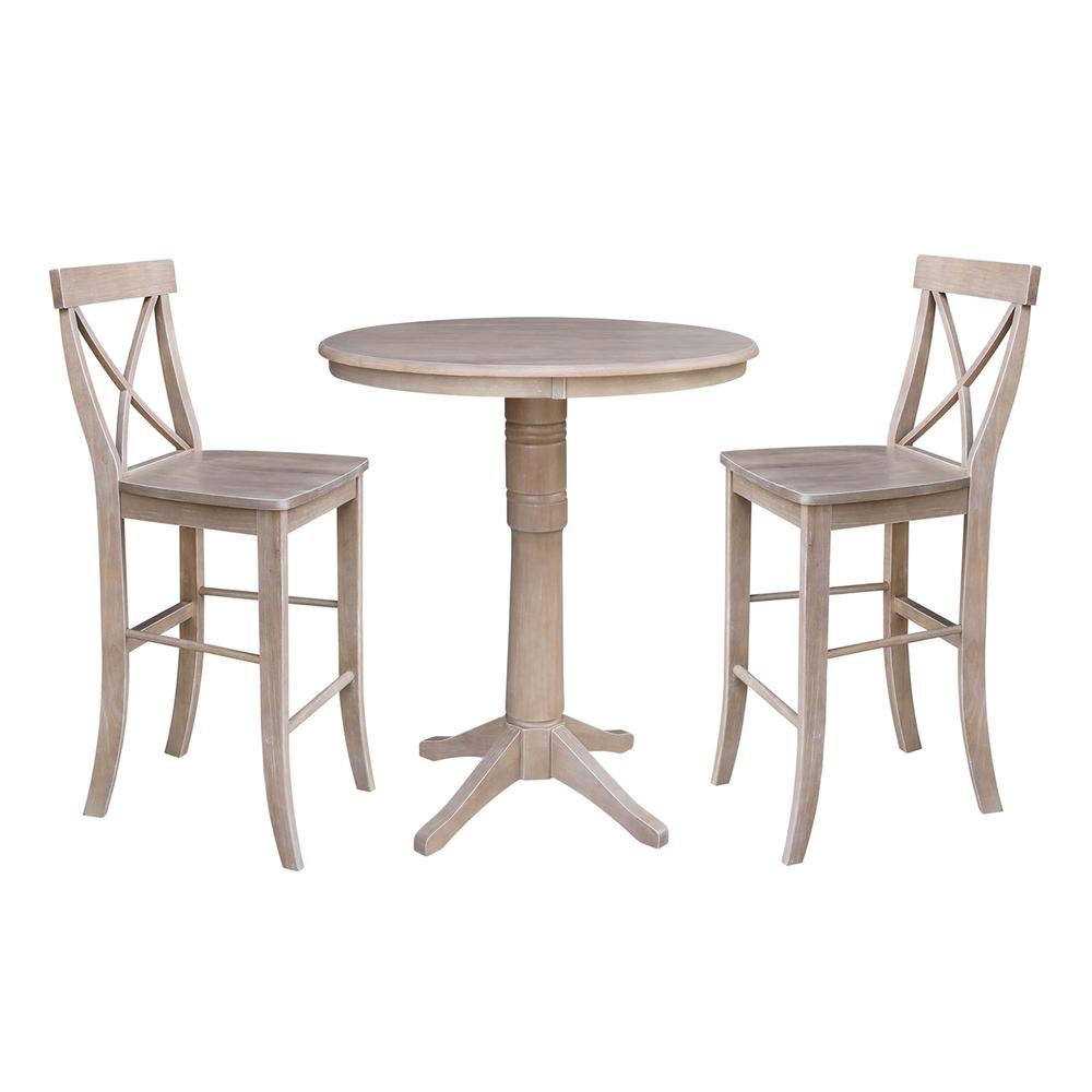 36" Round Top Pedestal Table - 28.9"H, Washed Gray Taupe. Picture 27