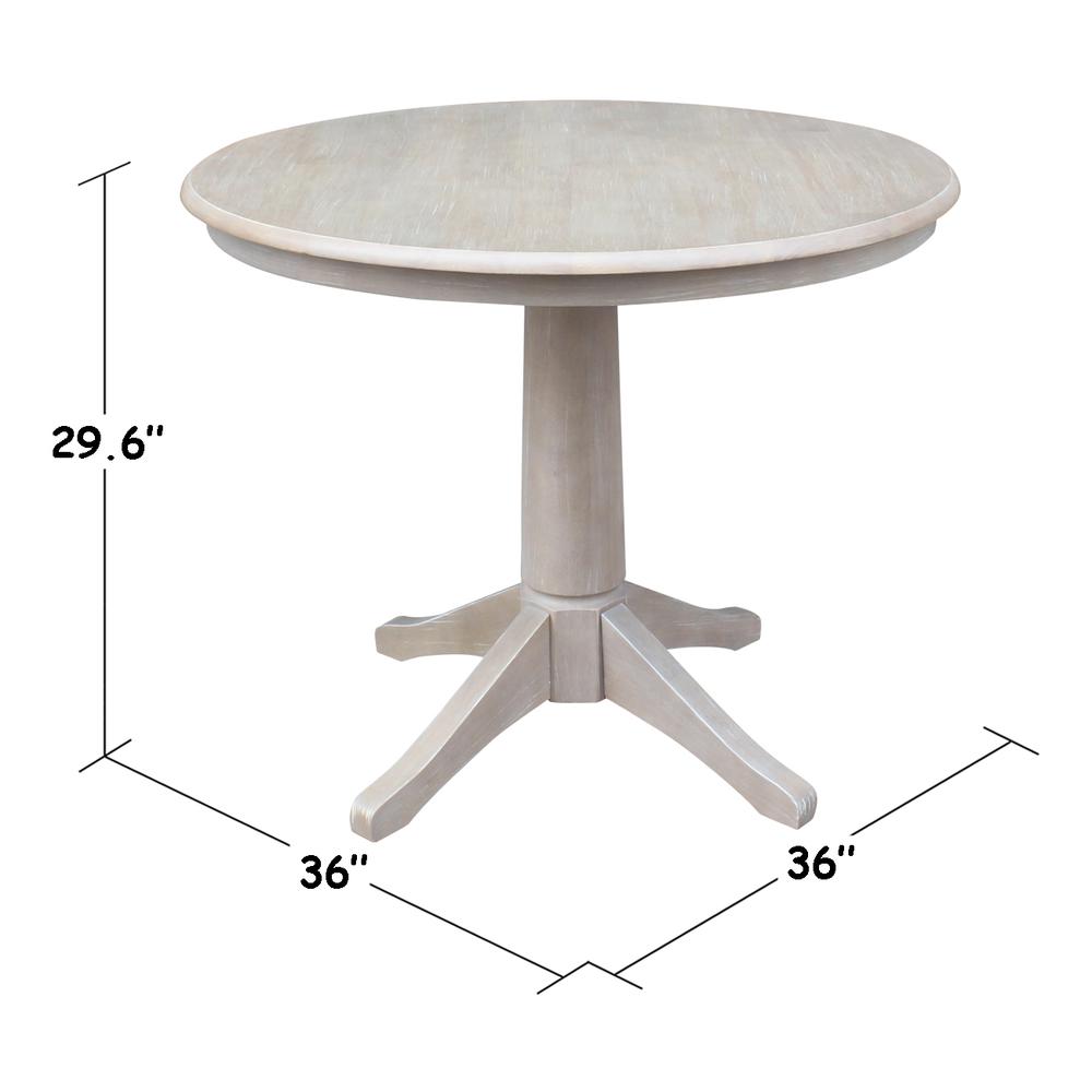 36" Round Top Pedestal Table - 28.9"H, Washed Gray Taupe. Picture 16