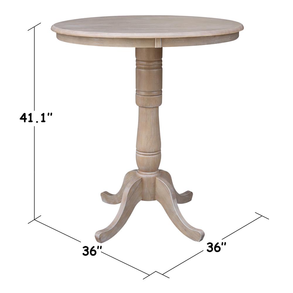 36" Round Top Pedestal Table - 28.9"H, Washed Gray Taupe. Picture 40