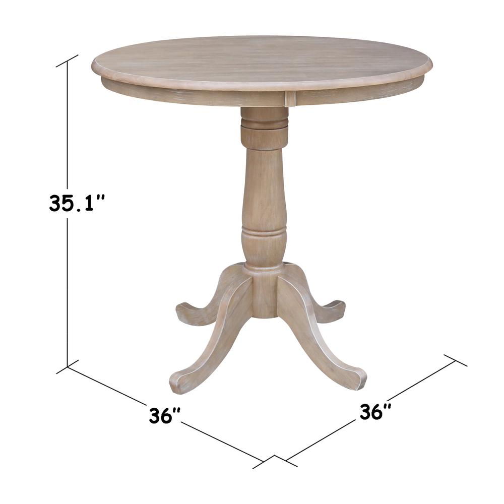 36" Round Top Pedestal Table - 28.9"H, Washed Gray Taupe. Picture 37