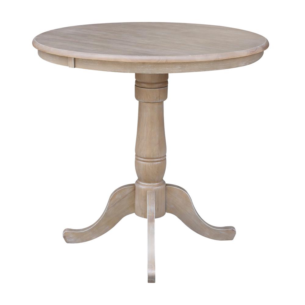 36" Round Top Pedestal Table - 28.9"H, Washed Gray Taupe. Picture 38