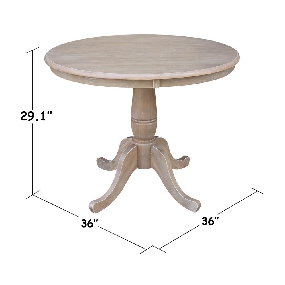 36" Round Top Pedestal Table - 28.9"H, Washed Gray Taupe. Picture 1