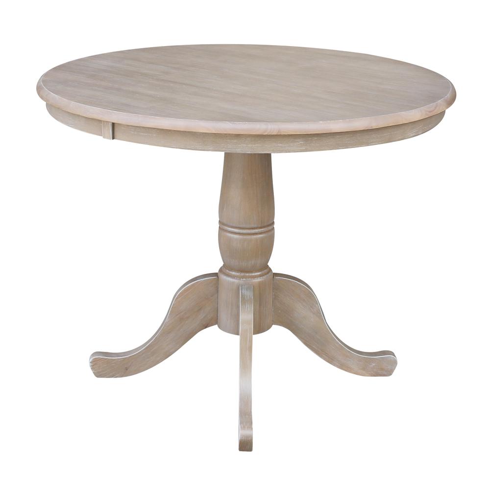36" Round Top Pedestal Table - 28.9"H, Washed Gray Taupe. Picture 2
