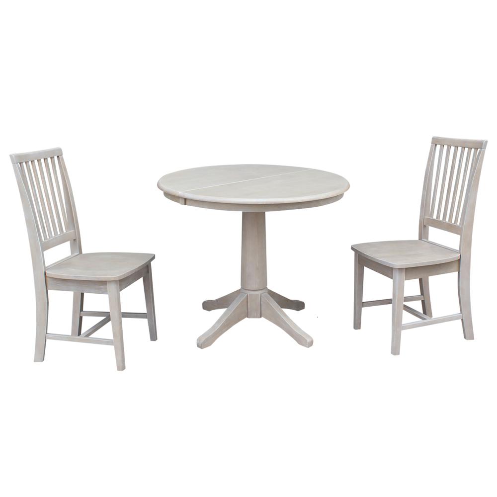 36" Round Top Pedestal Table With 12" Leaf - 28.9"H - Dining Height, Washed Gray Taupe. Picture 68
