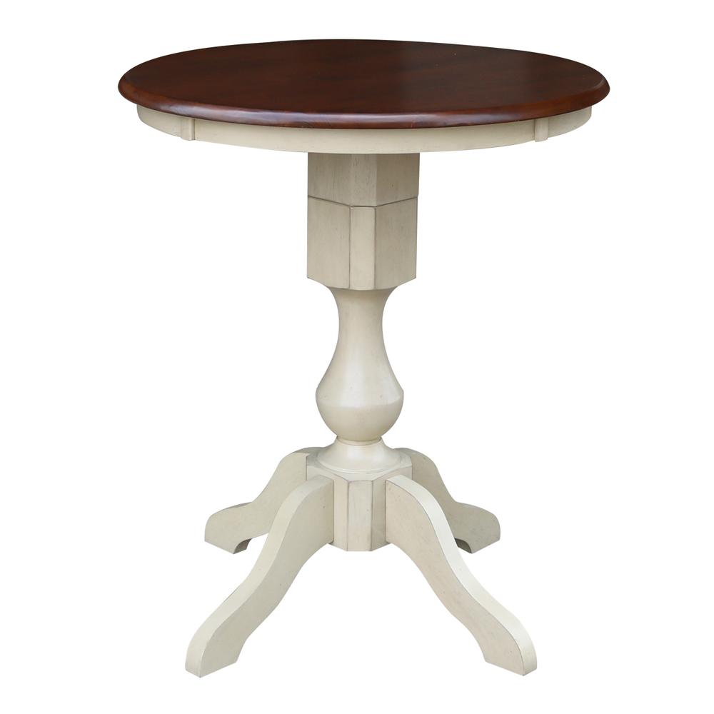 30" Round Top Pedestal Table - 28.9"H, Antiqued Almond/Espresso. Picture 18
