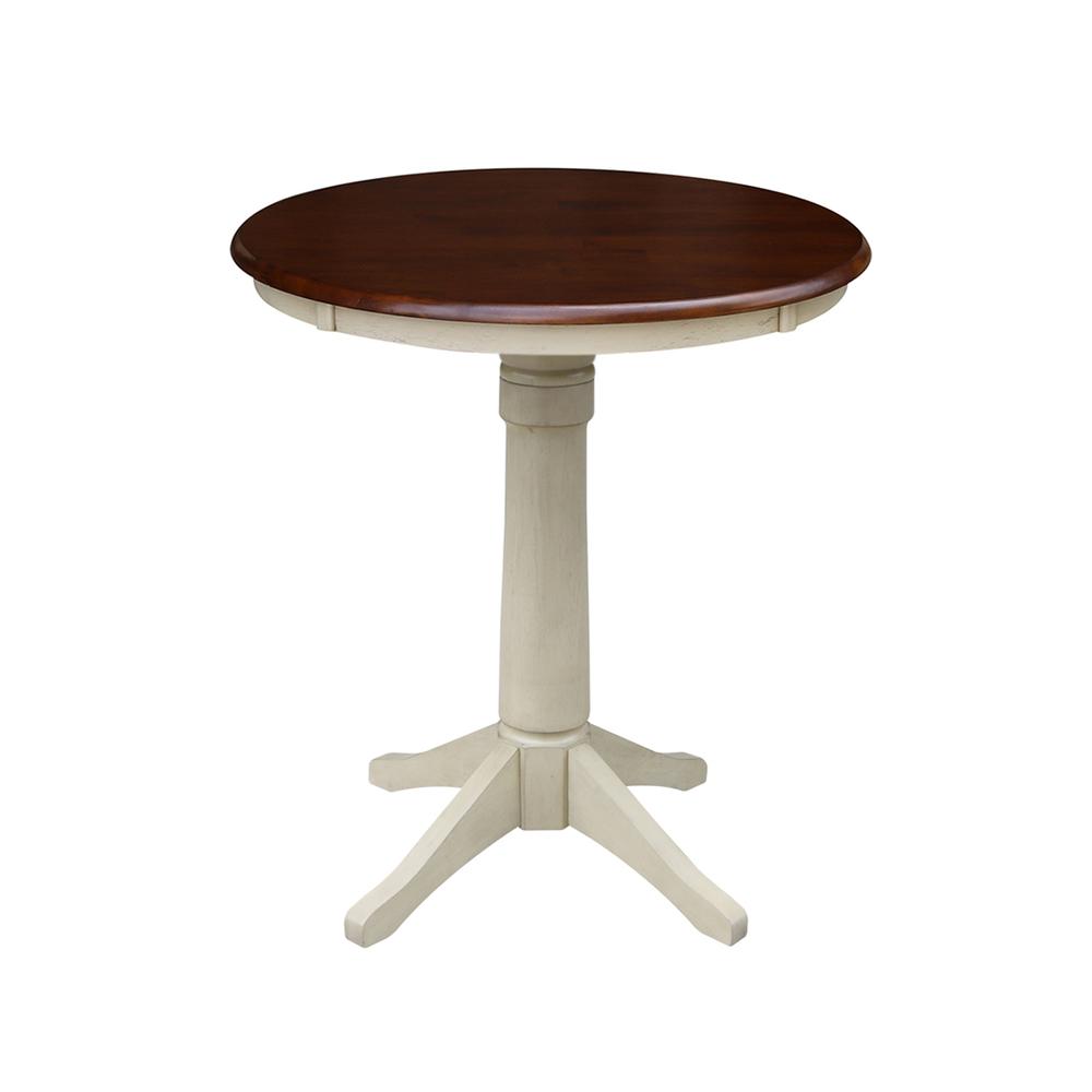 30" Round Top Pedestal Table - 28.9"H, Antiqued Almond/Espresso. Picture 30