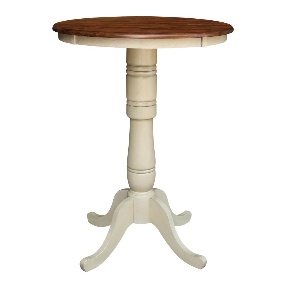 30" Round Top Pedestal Table - 28.9"H, Antiqued Almond/Espresso. Picture 42