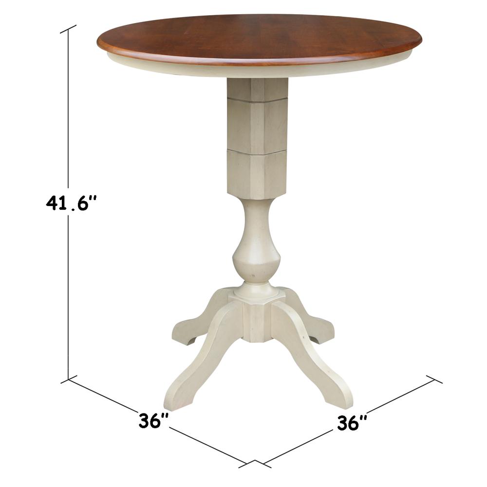 36" Round Top Pedestal Table - 28.9"H, Antiqued Almond/Espresso. Picture 13