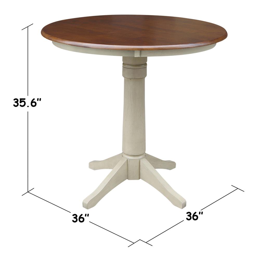 36" Round Pedestal Gathering Height Table With 2 San Remo Counter Height Stools. Picture 4