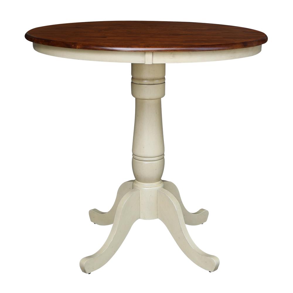 36" Round Top Pedestal Table - 28.9"H, Antiqued Almond/Espresso. Picture 43