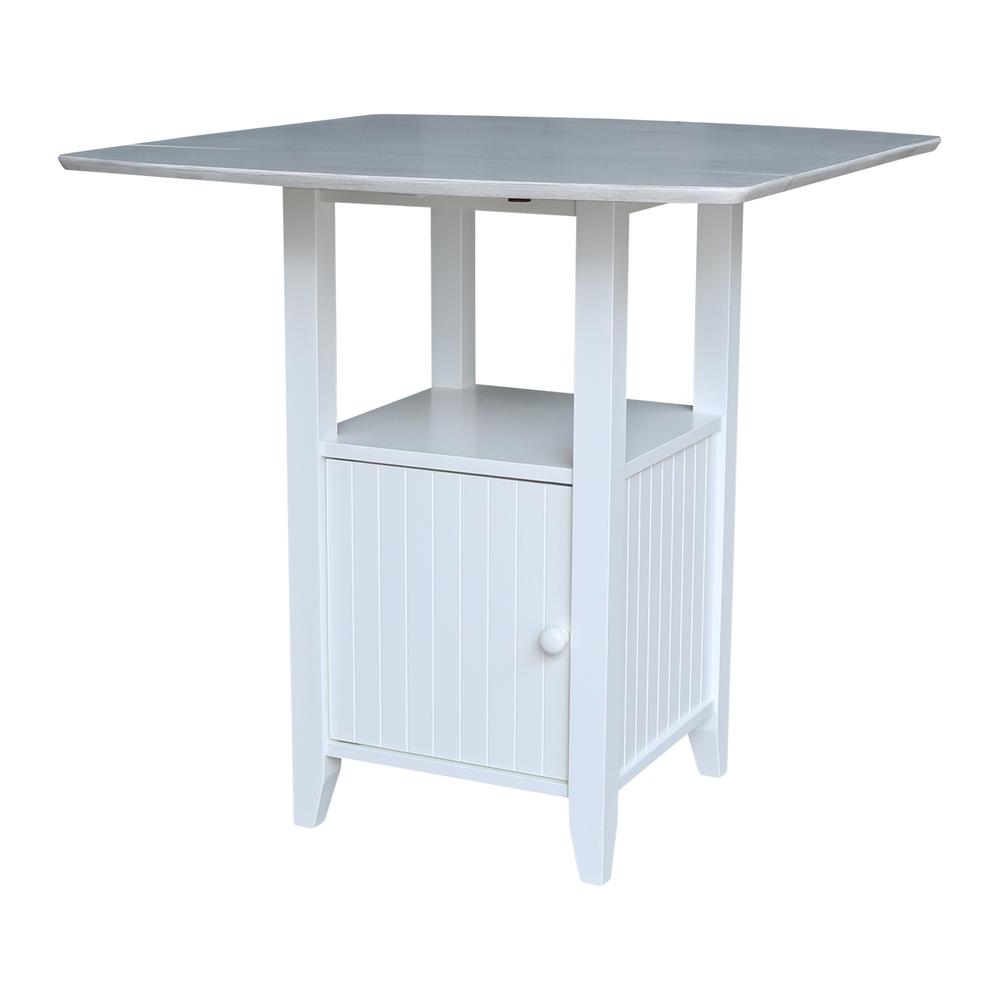Dual Drop Leaf Bistro Table Counter Height with Storage 4 Counter Height Stools. Picture 3