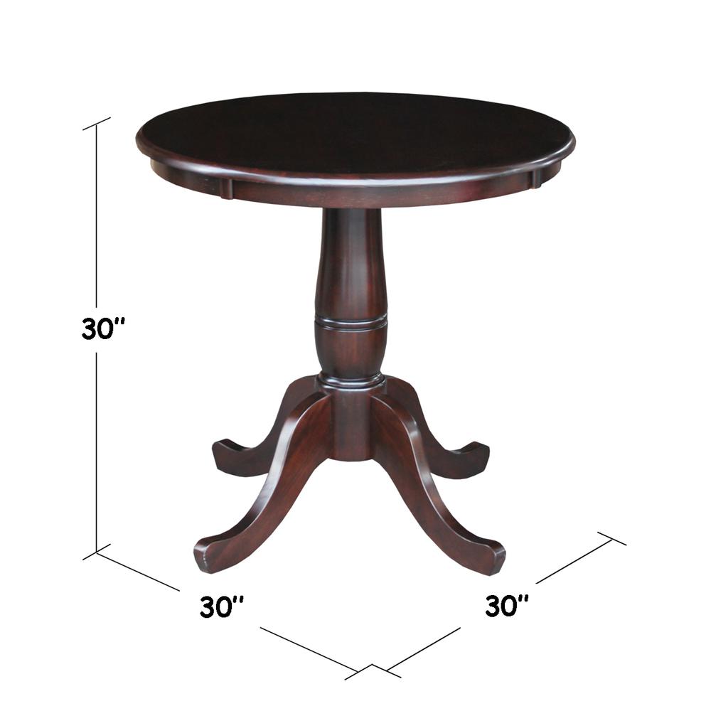 30" Round Top Pedestal Table - 28.9"H, Rich Mocha. Picture 1