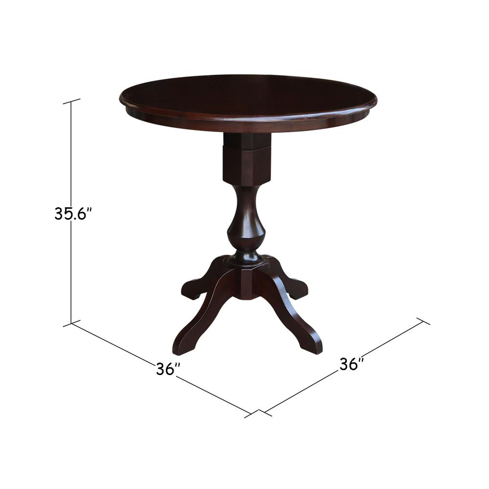 36" Round Top Pedestal Table - 28.9"H, Rich Mocha. Picture 8