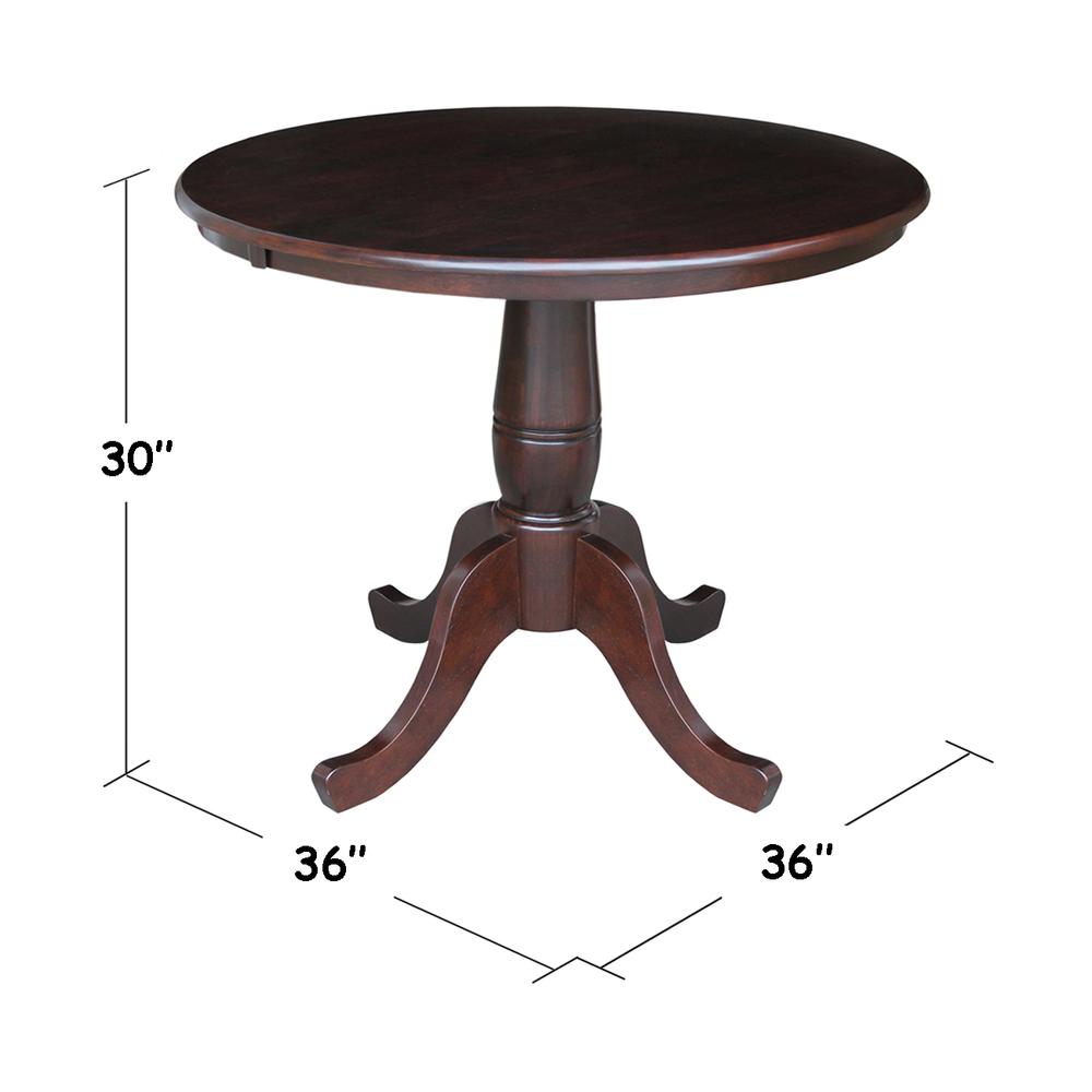 36" Round Top Pedestal Table - 28.9"H, Rich Mocha. Picture 1