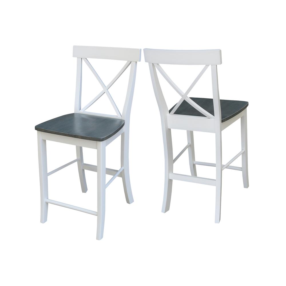 X-back Counterheight Stool - 24" Seat Height, White/Heather Gray. Picture 6