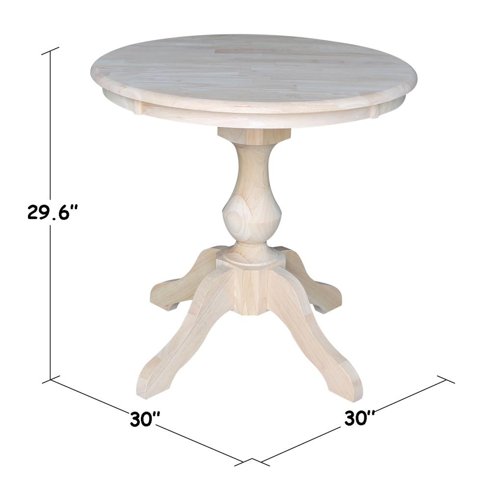 30" Round Top Pedestal Table - 28.9"H, Unfinished. Picture 3
