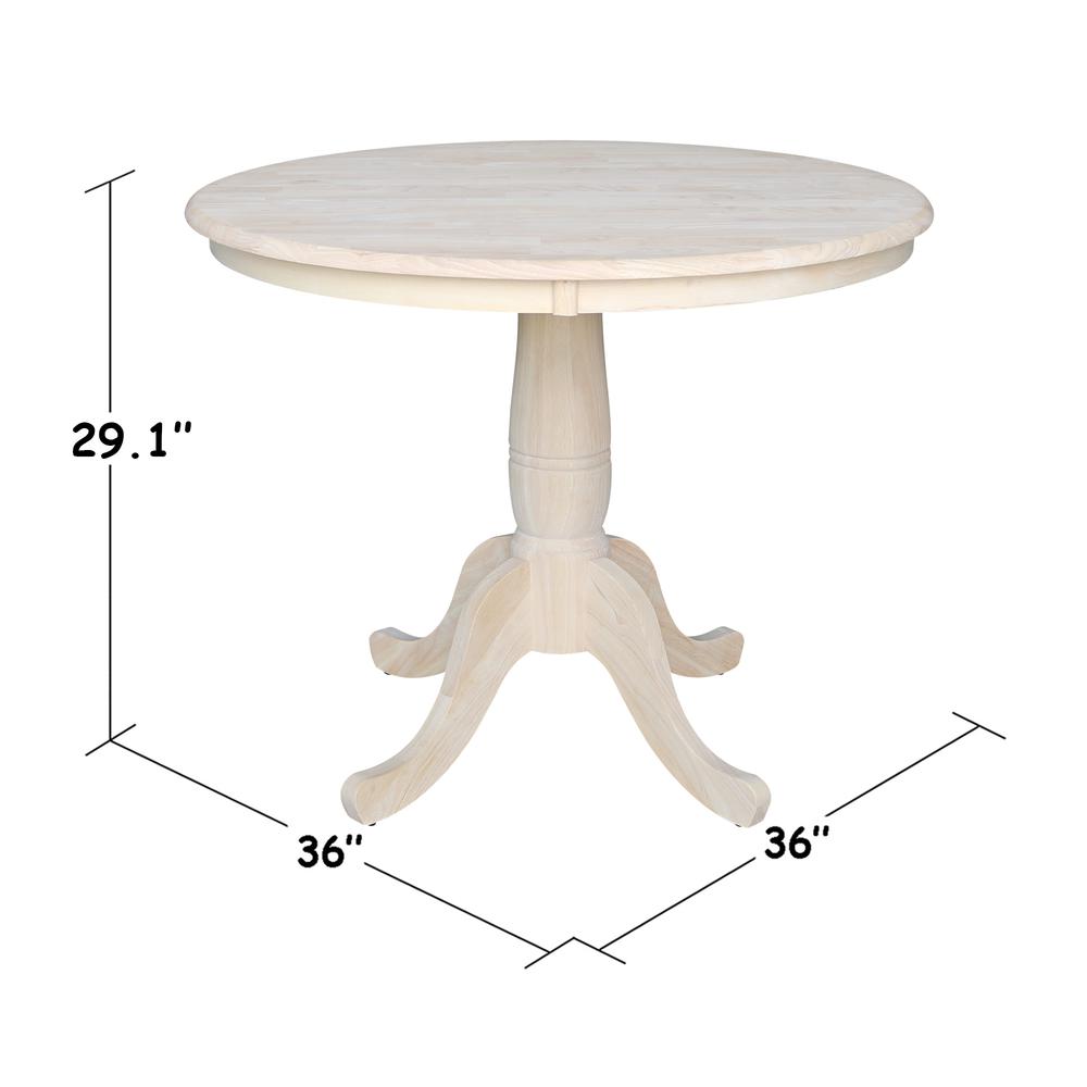 36" Round Top Pedestal Table - 28.9"H, Unfinished. Picture 1