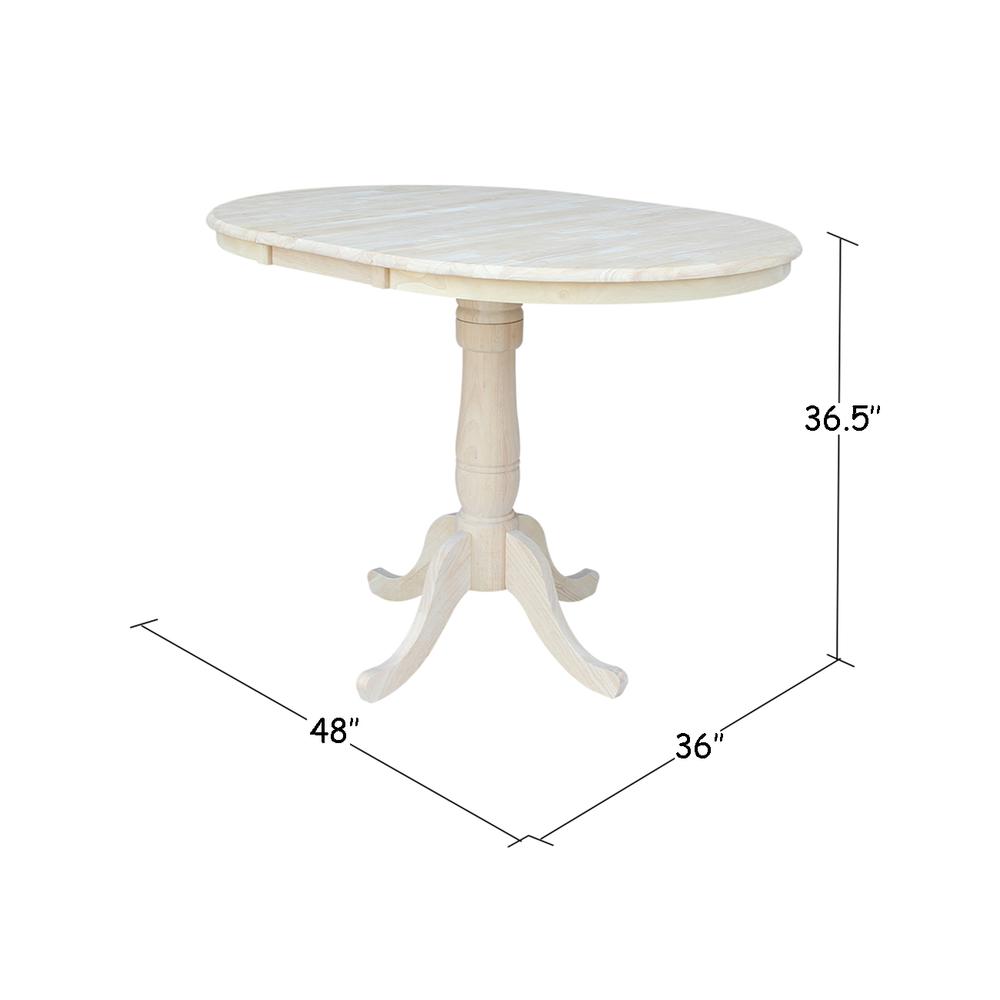 36" Round Top Pedestal Table With 12" Leaf - 28.9"H - Dining Height, Unfinished. Picture 62