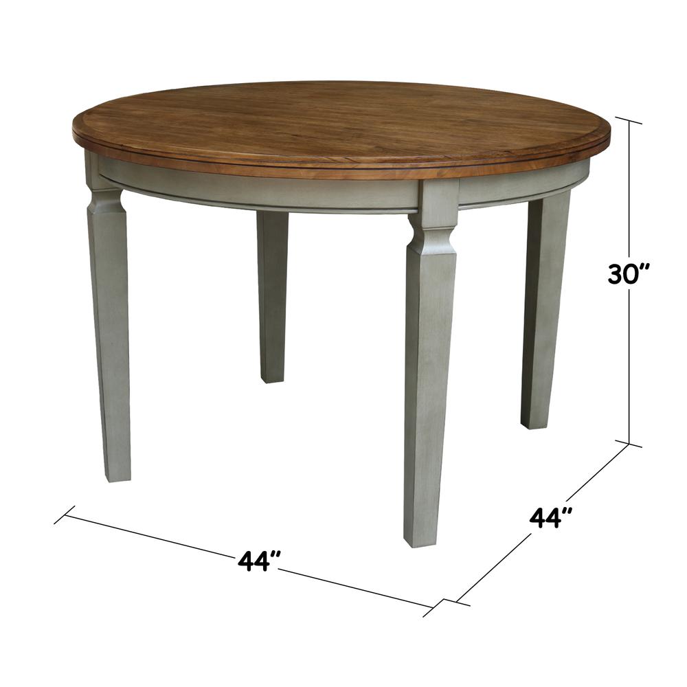 44 in. Round Top Dining Table with 4 Chairs in Hickory/Stone. Picture 5