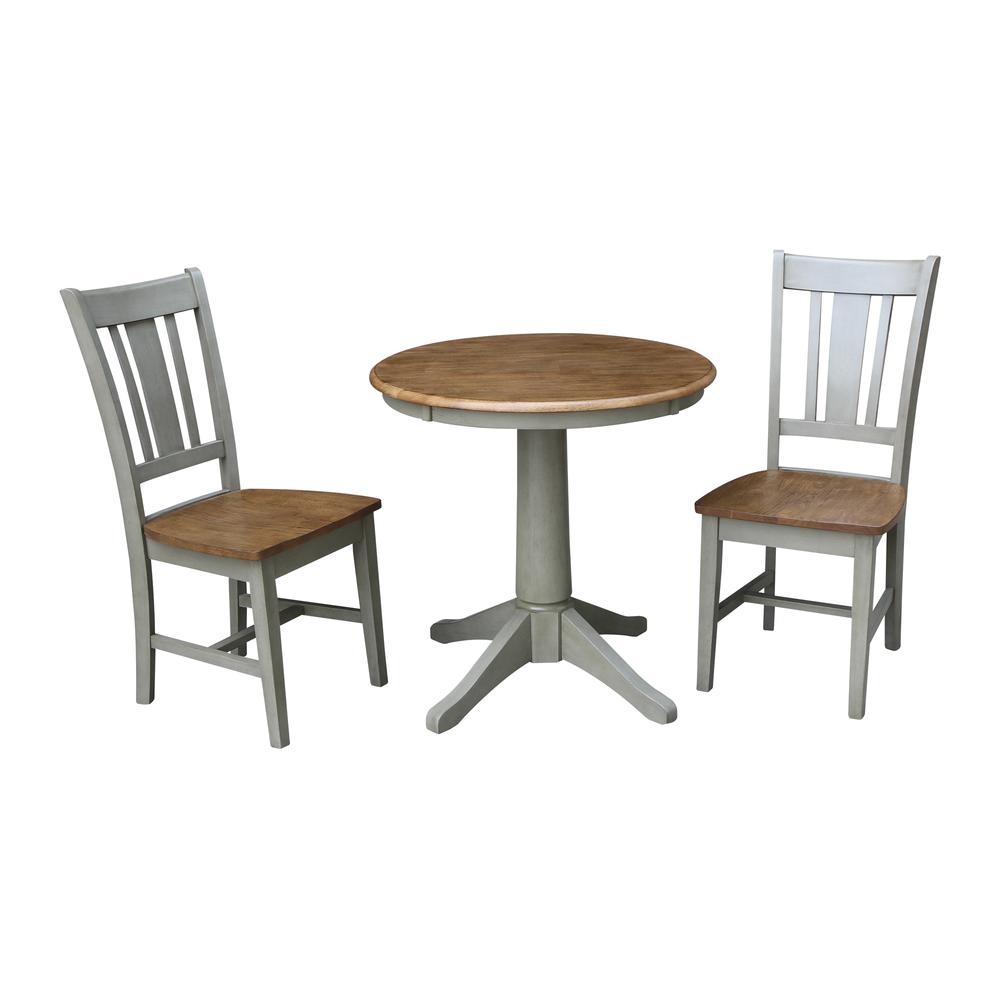 30" Round Top Pedestal Table With 2 San Remo Chairs - Set of 3 Pieces. Picture 1