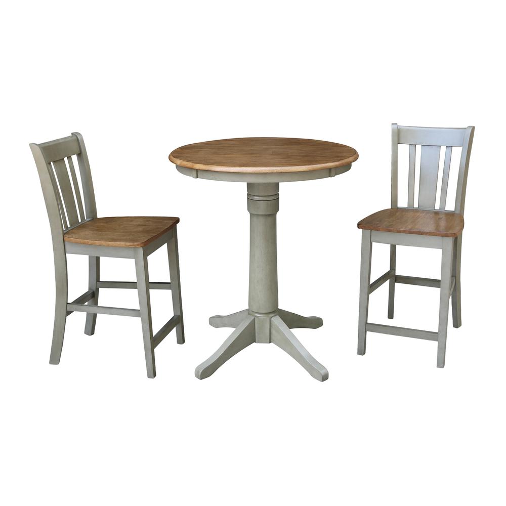 30" Round Pedestal Gathering Height Table With 2 San Remo Counter Height Stools - Set of 3pcs. Picture 1