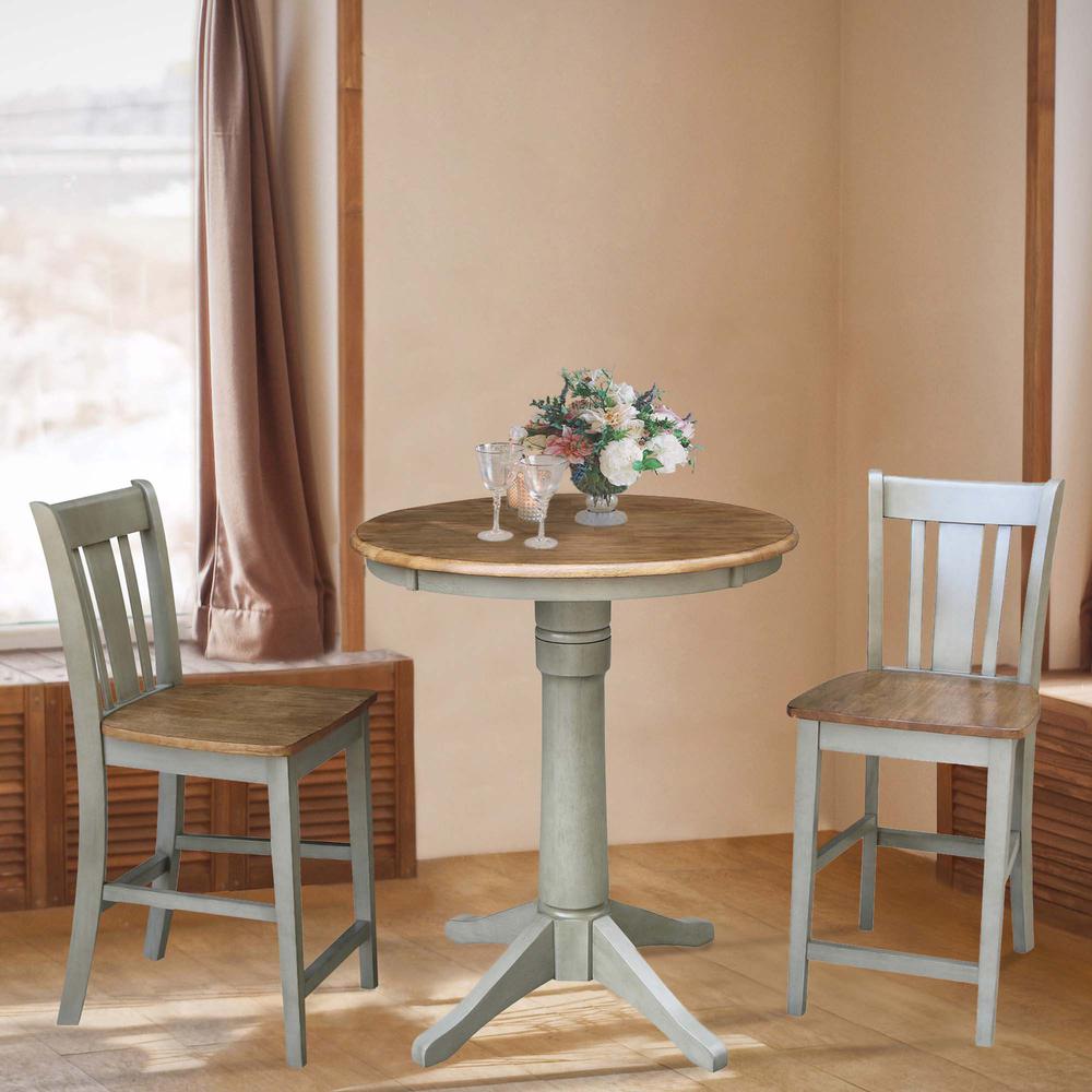 30" Round Pedestal Gathering Height Table With 2 San Remo Counter Height Stools - Set of 3pcs. Picture 4