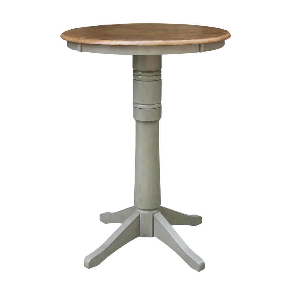 30" Round Pedestal Bar Height Table With 2 X-Back  Bar Height Stools. Picture 2