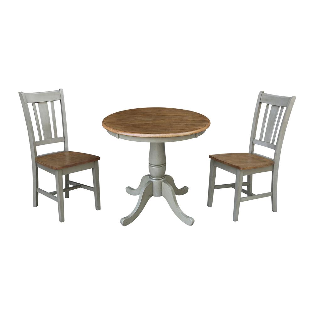 30" Round Top Pedestal Table With 2 San Remo Chairs - Set of 3 Pieces. Picture 1