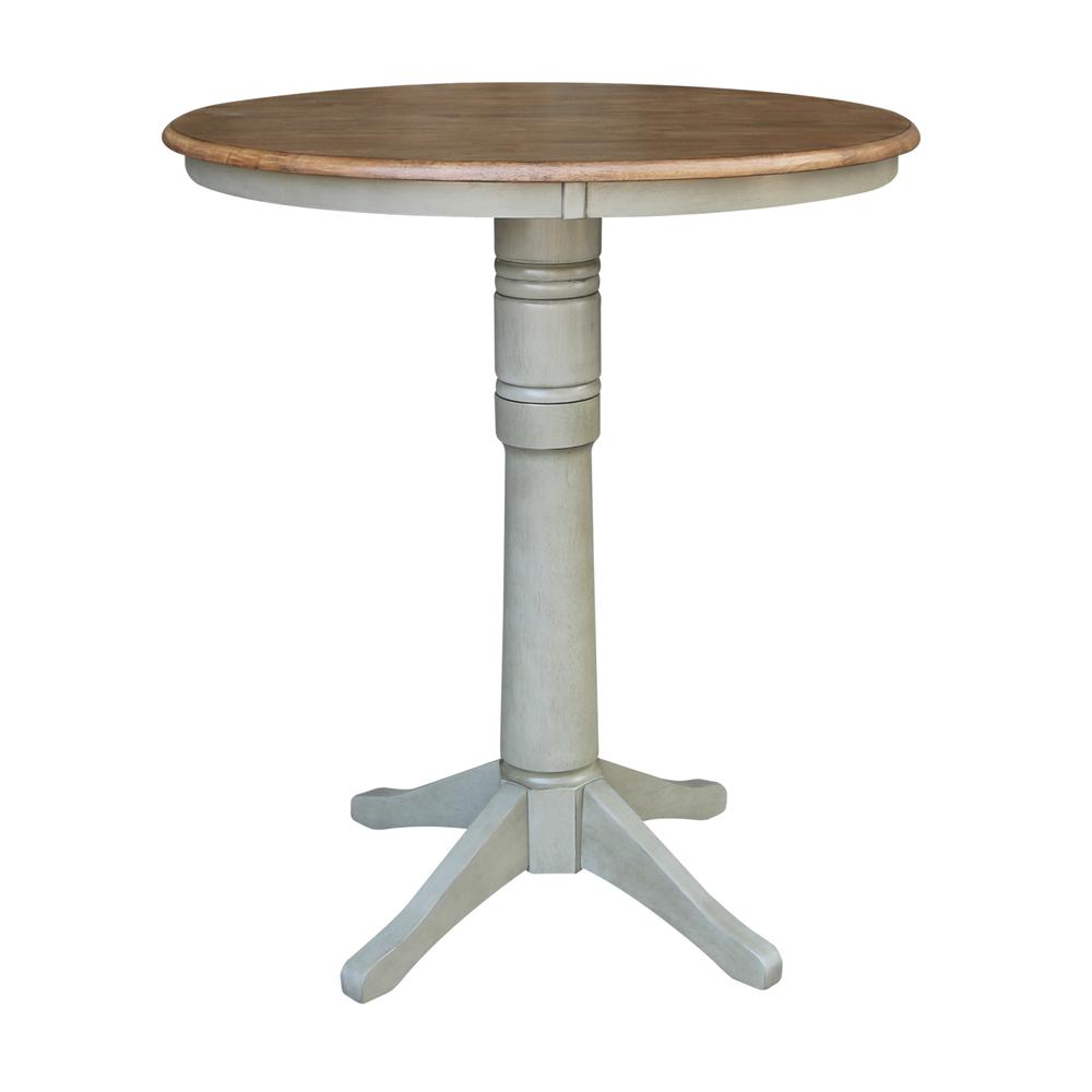 36" Round Pedestal Bar Height Table With 2 X-Back  Bar Height Stools. Picture 2