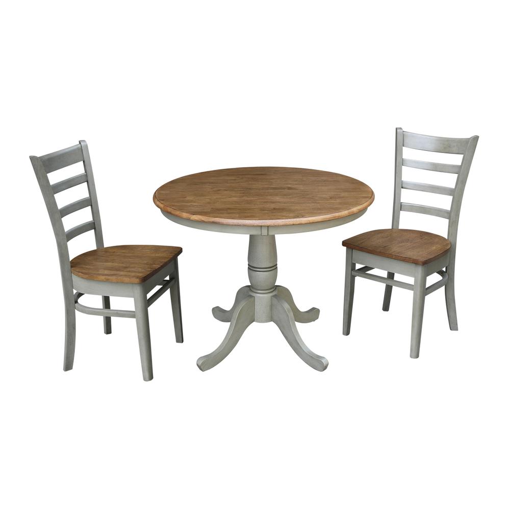 36" Round Top Pedestal Table With 2 Emily Chairs - Set of 3 Pieces. Picture 1