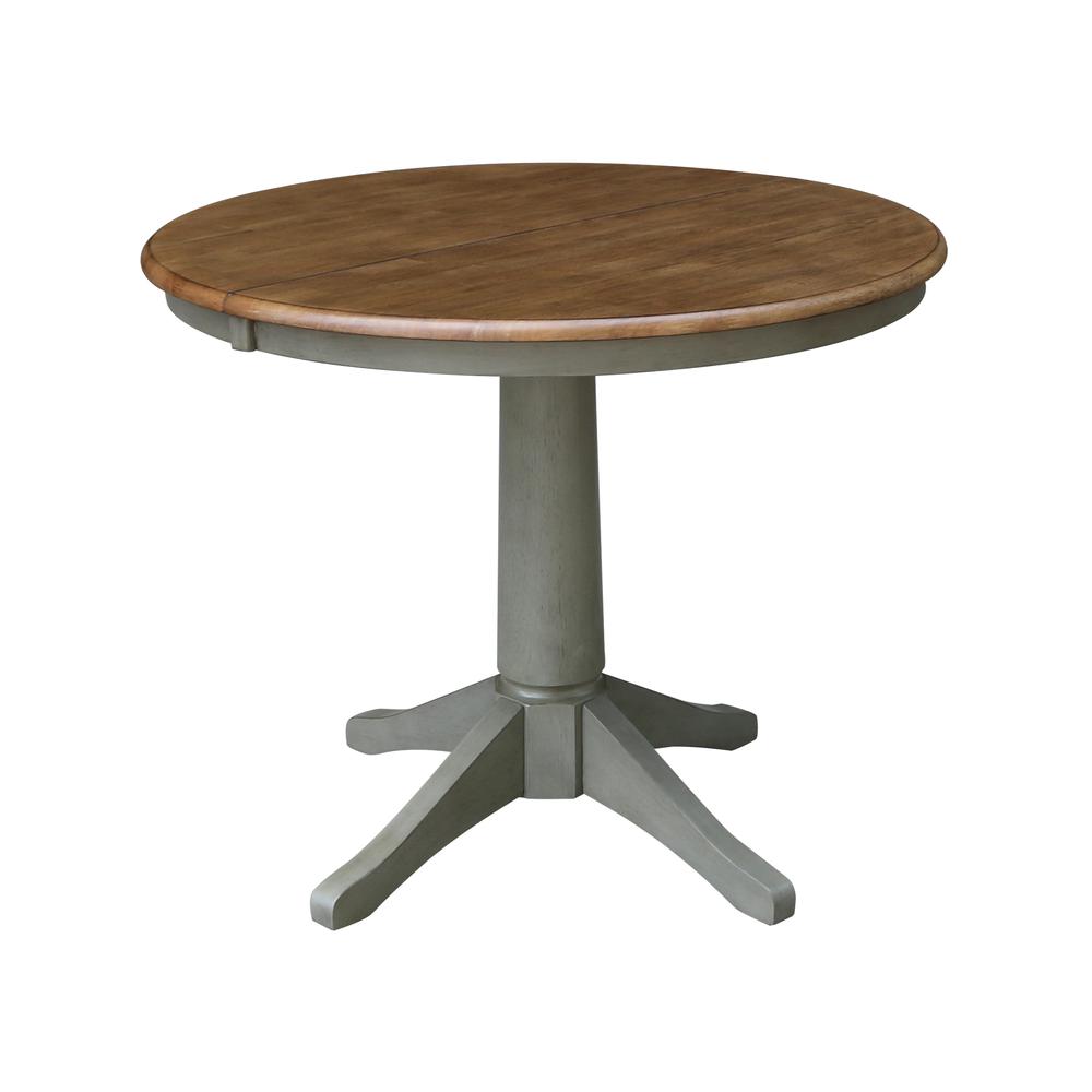 36" Round Top Pedestal Table With 12" Leaf - Dining Height. Picture 1