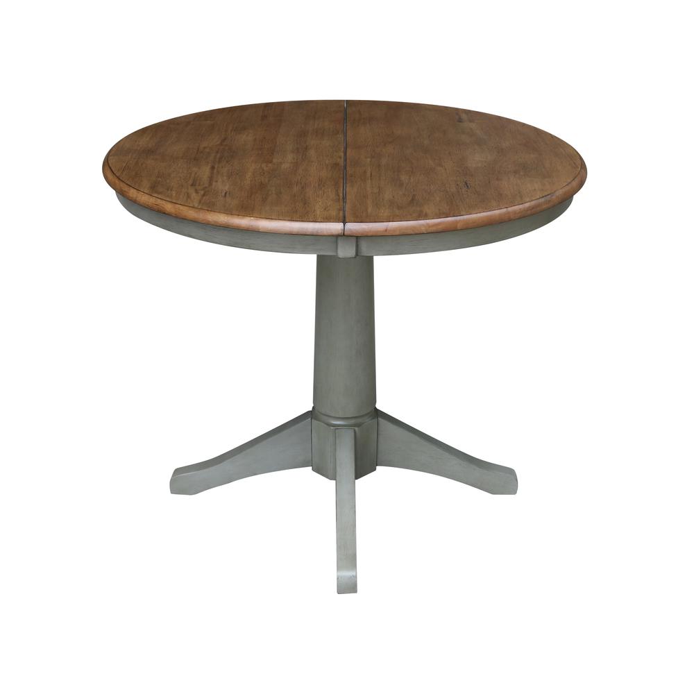 36" Round Top Pedestal Table With 12" Leaf - Dining Height. Picture 2